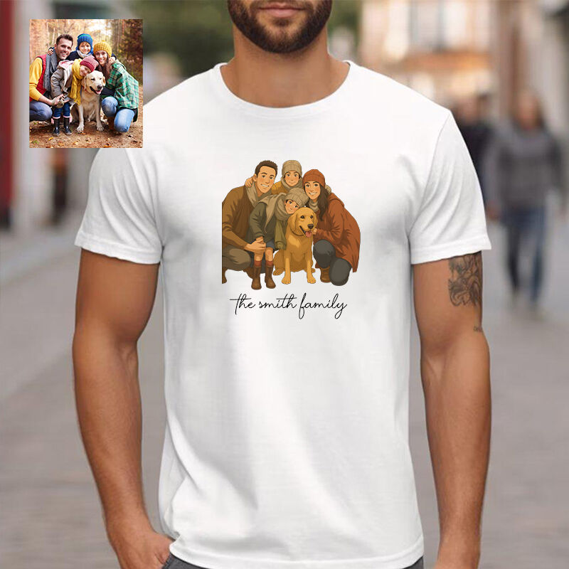 Personalized T-shirt Custom Family Photo Ghibli Anime Style Design Warm Gift for Family