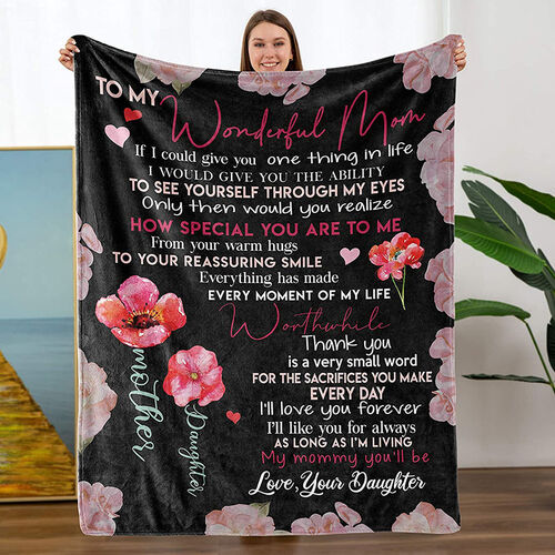 Personalisierte Flanell Brief Decke Brief floralen Muster Decke Geschenk von Tochter für Mama