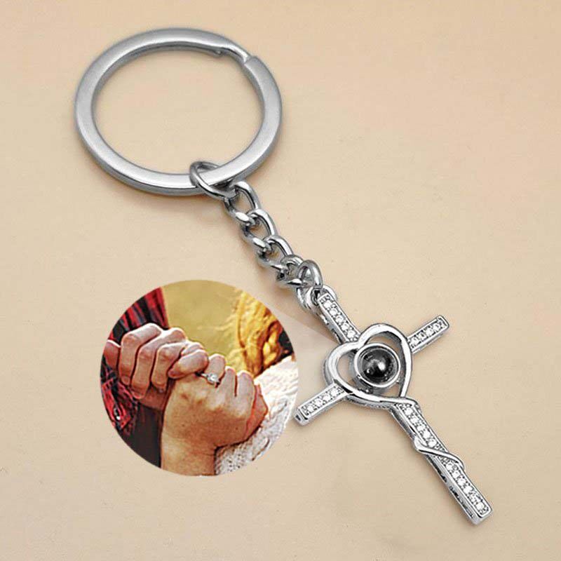 Personalized Photo Projection Keychain-Heart & Cross