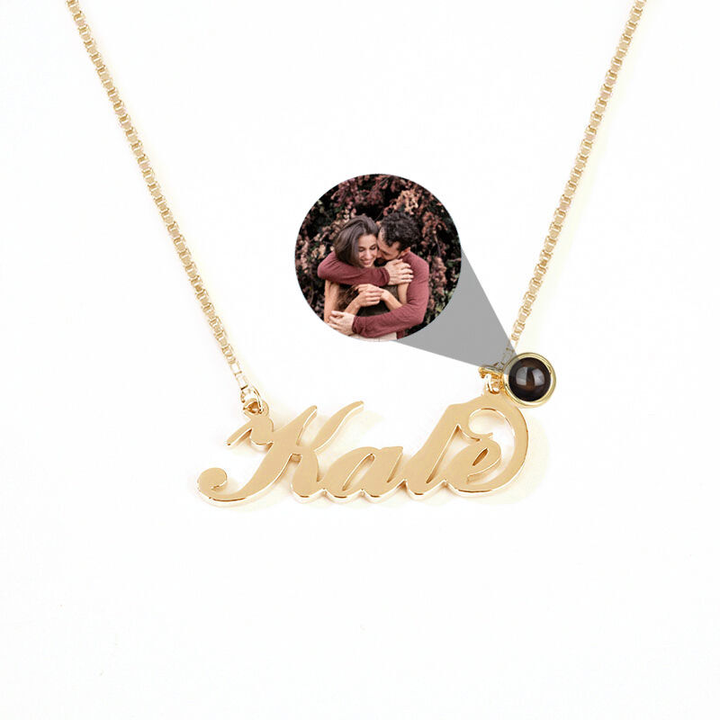 Personalized Signature Style Name And Picture Necklace for Special Person