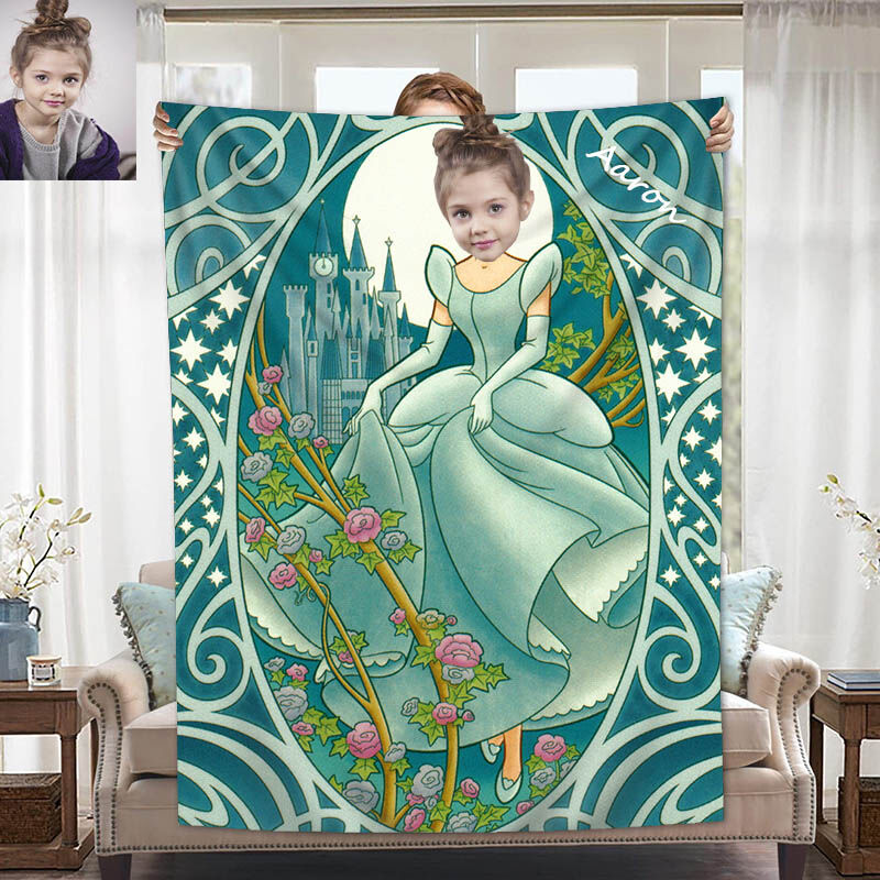 Personalized Photo Blanket With Castle And Beautiful Girl In Dress Warm Christmas Gift