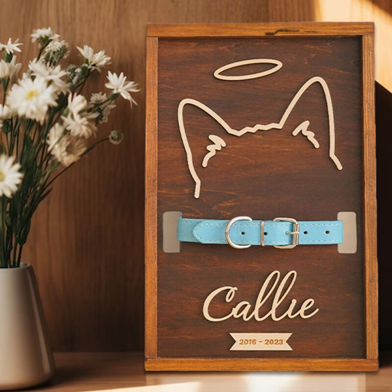 Personalized Pet Collar Frame for Pet Loss Memorial Gift