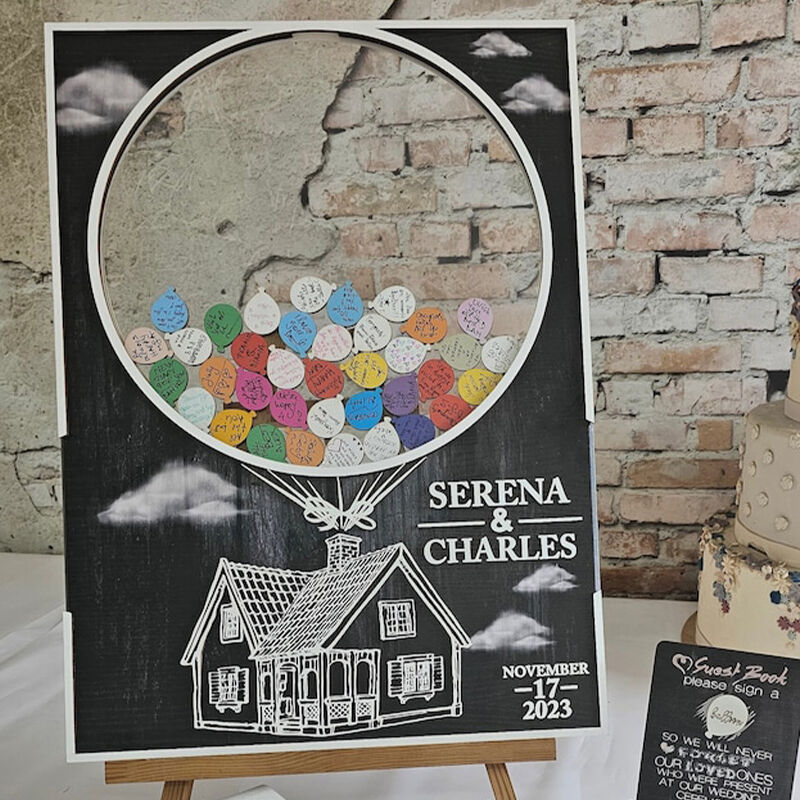 Libro de visitas de boda personalizado Stay Warm House y globos insertados favores de boda