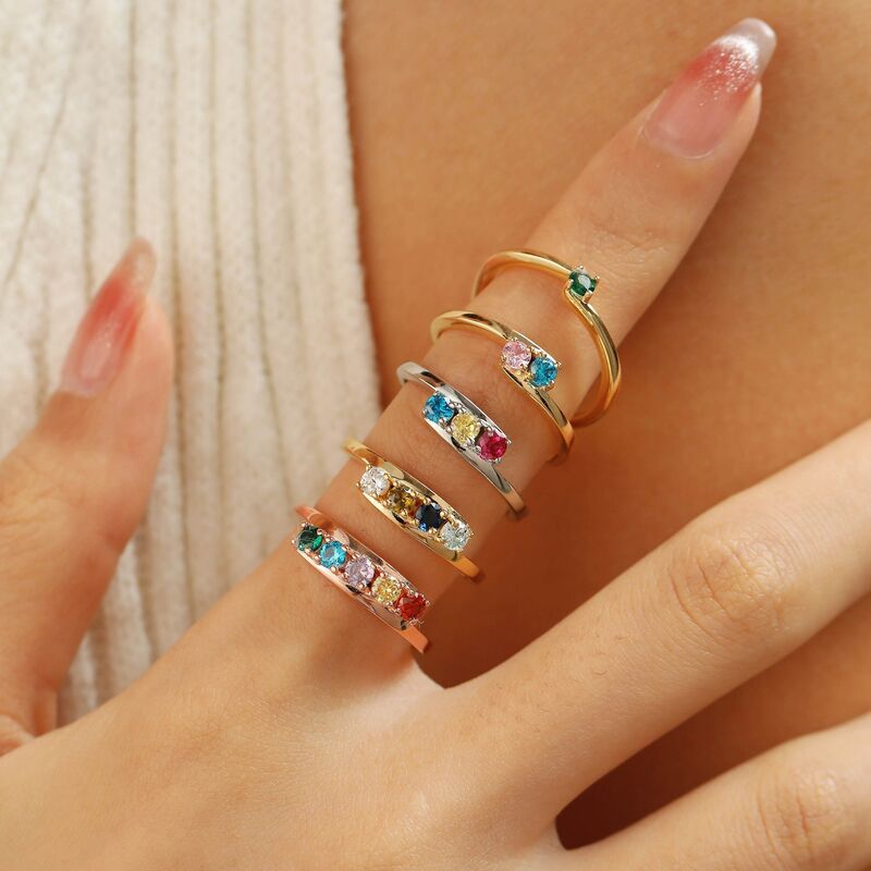 Bague personnalisée avec pierre de naissance Cadeau d'anniversaire exquis