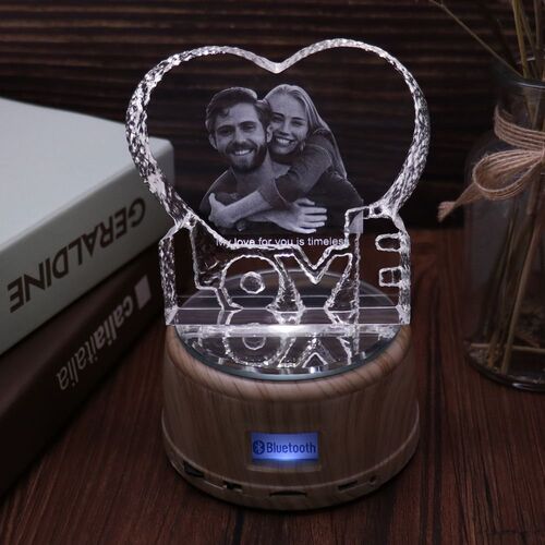 Custom Photo Crystal Lamp Bluetooth Speaker - Love