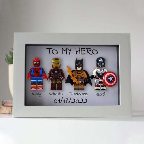 "To Our Hero" Custom Superhero Family Frame White