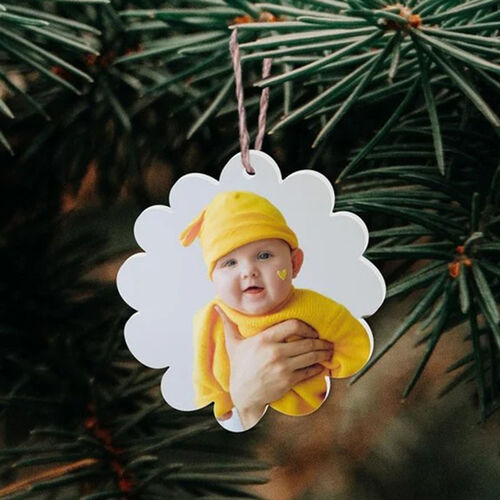 Decorazioni Natalizi per Albero Personalizzati con Foto a Forma di Fiore