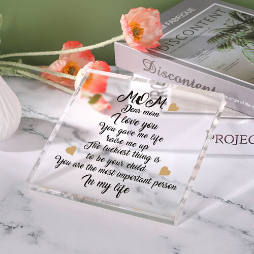 Gift for Dear Mom "You Gave Me Life" Square Acrylic Plaque