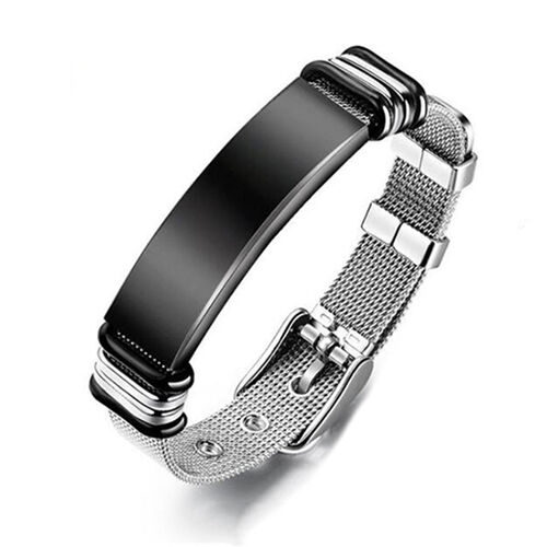 Personalized Mesh Stainless Steel Men Bracelet Custom Family Photo Musical Notes