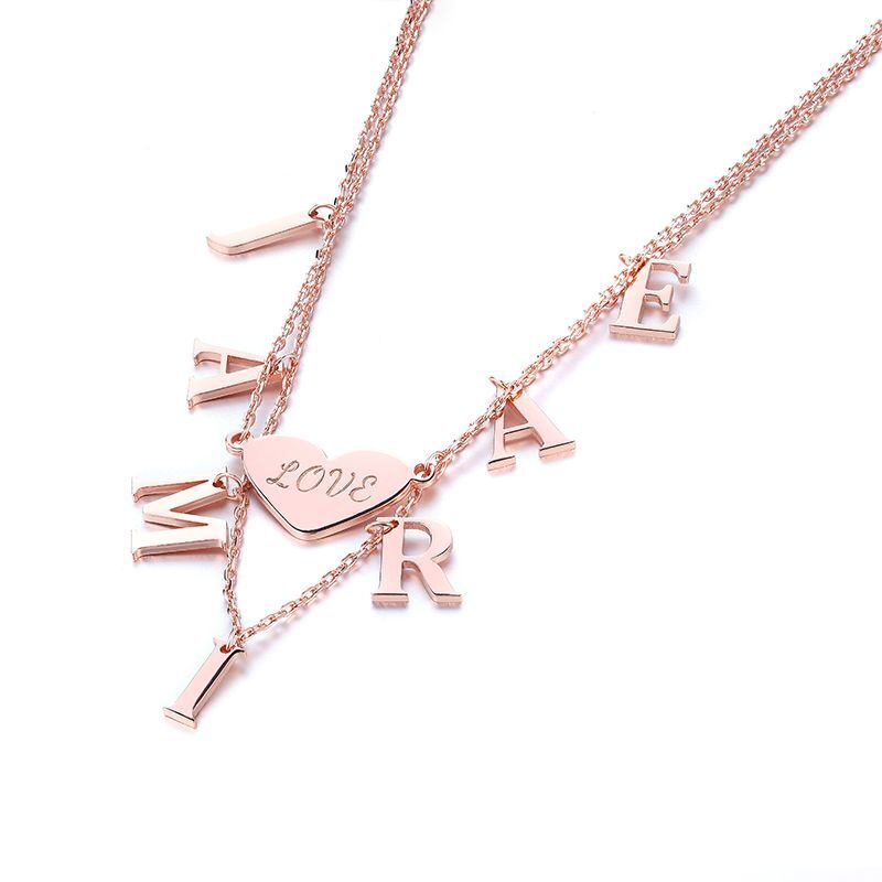 Personalized Initial Necklace with Heart Engraving