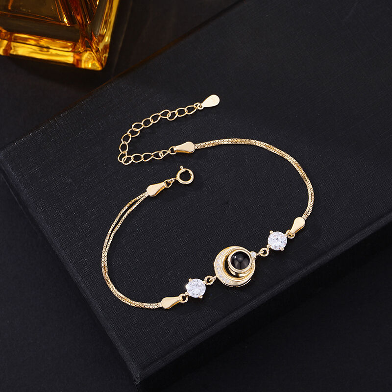 Bracelet personnalisé avec pendentif rond en forme d'image projetée Cadeau d'anniversaire chaleureux