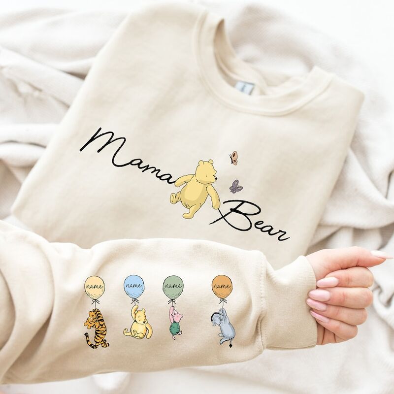 Personalisiertes besticktes Sweatshirt mit Cartoon-Bild Liebe niedliches Geschenk für Mutter