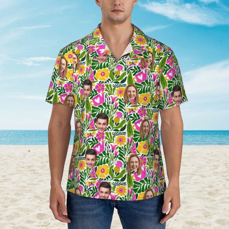 Camicie hawaiane personalizzate con motivi floreali Camicie di coppia