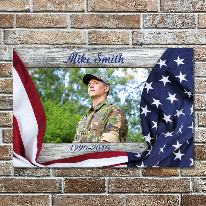 Personalized Picture Canvas Wall Art Flag Background Design Unique Gift for Friend