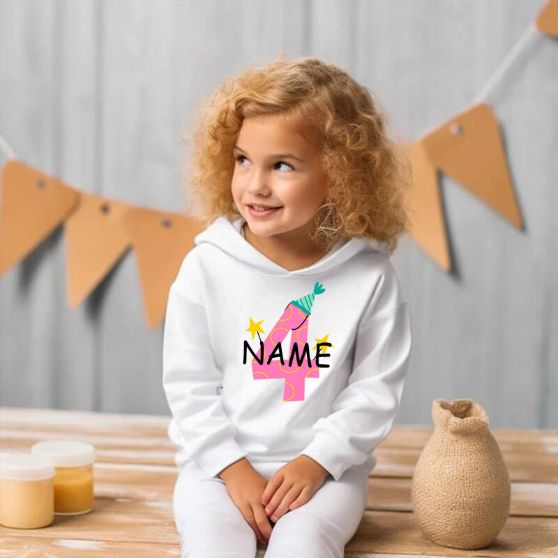 Personalized Kids Hoodie Custom Name And Age Birthday Gift For Girls