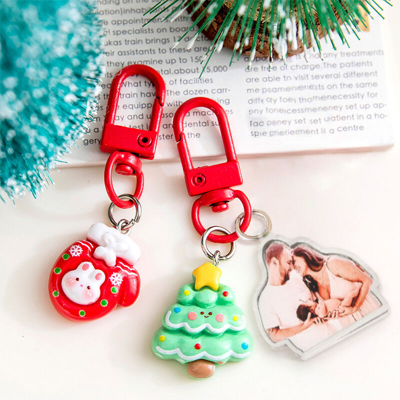 Personalized Acrylic Photo Keychain With Christmas Decoration Gift