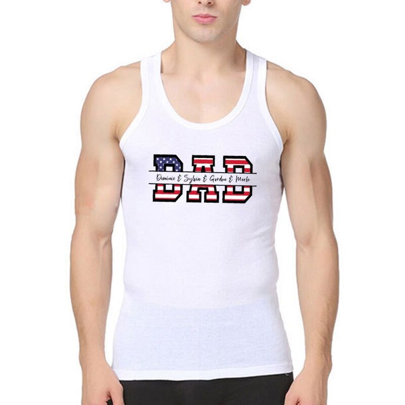 Personalized Tank Top Custom Names DAD Stars and Stripes Design Perfect Father's Day Gift