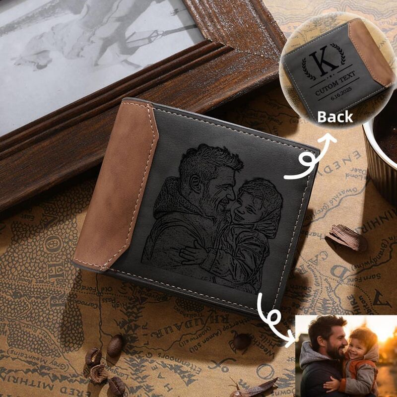 Personalized Photo Wallet with Letters and Name Gift for Dad