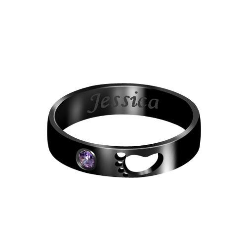 "Never Grow Old" Classic Foot Birthstone Band