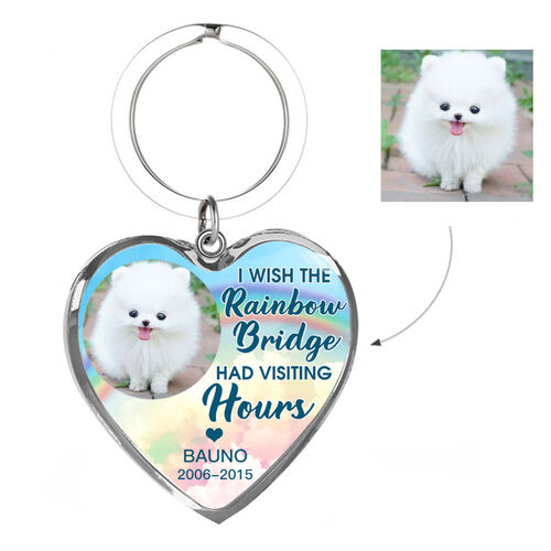 "I Wish The Rainbow Bridge Had Visiting Hours" Unique Personalized Pet Memorial Keychain