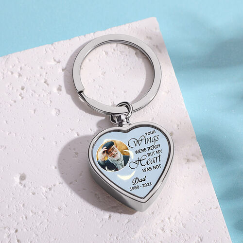 Your Wings Are Ready But My Heart Was Not Custom Picture Urn Keychain