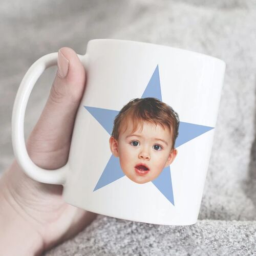 Taza personalizada con foto cara de bebé con estrella regalo para cumpleaños
