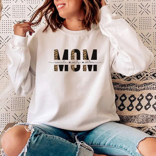 Personalisiertes Sweatshirt Leopard Print Mama mit benutzerdefinierten Namen für Muttertag