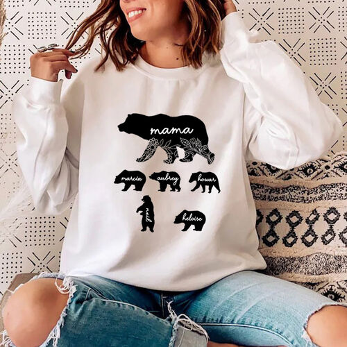Personalized Sweatshirt Mama Bear and Her Babies with Custom Name for Super Mom