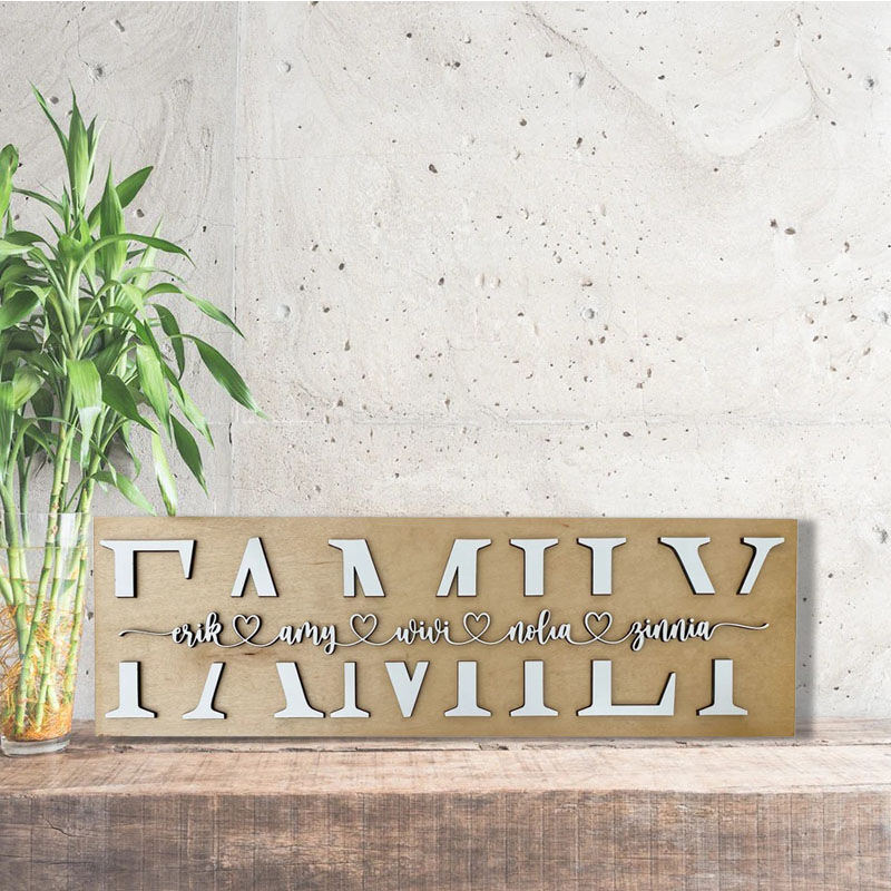 Personalized 3D Family Name Plaque Wall Decoration Christmas Gift