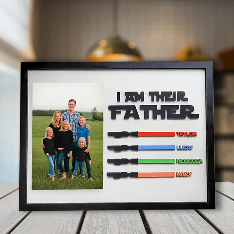 Personalized Name Puzzle Picture Frame Custom Name Lightsaber for Best Father