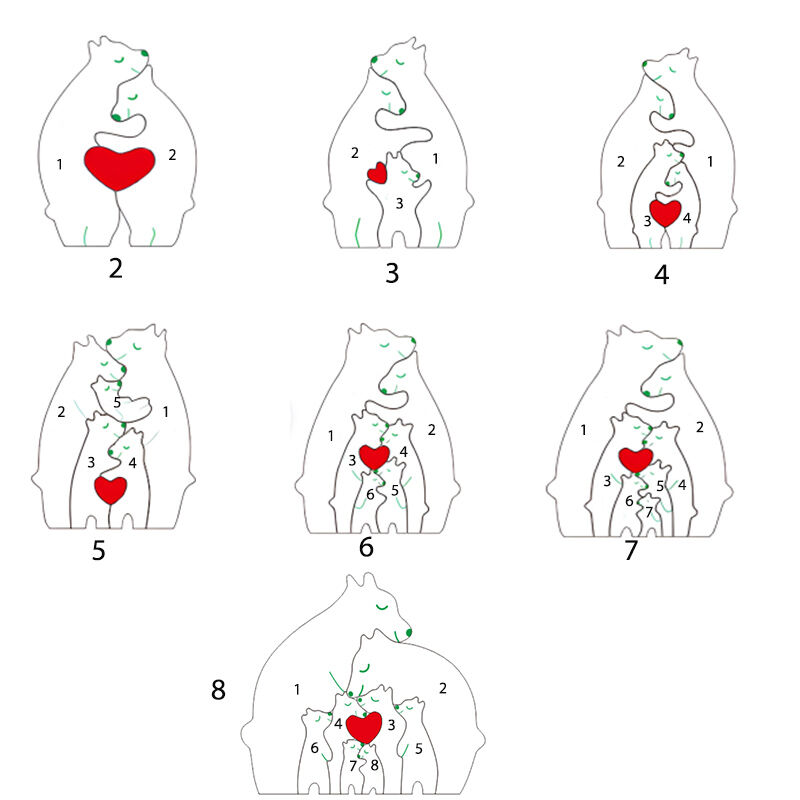 Personalized Wooden Bear Custom Family Names Puzzle Meaningful Gift
