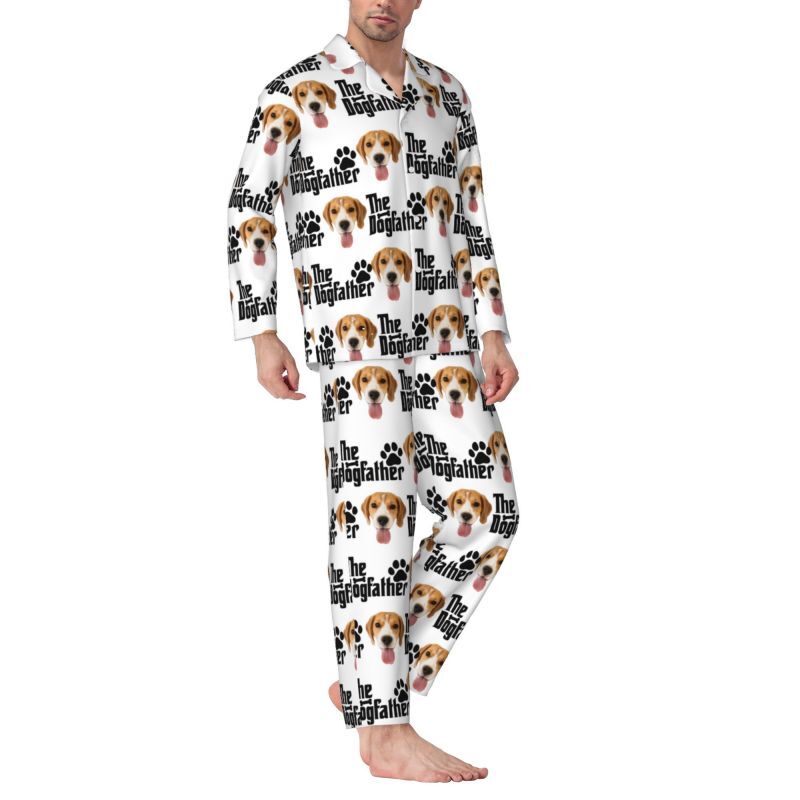 Personalized Pajamas Custom Puppy Photo The Dog Father with Pawprints Design Gift for Pet Lover Dad