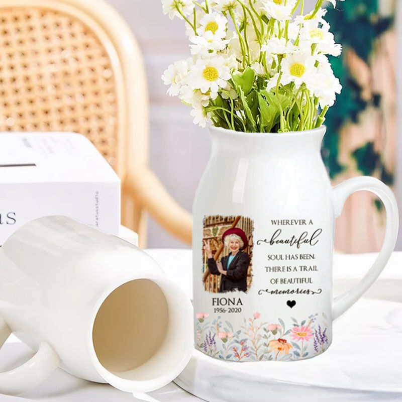 Gepersonaliseerde bloemenvaas met foto Prachtig cadeau voor familie
