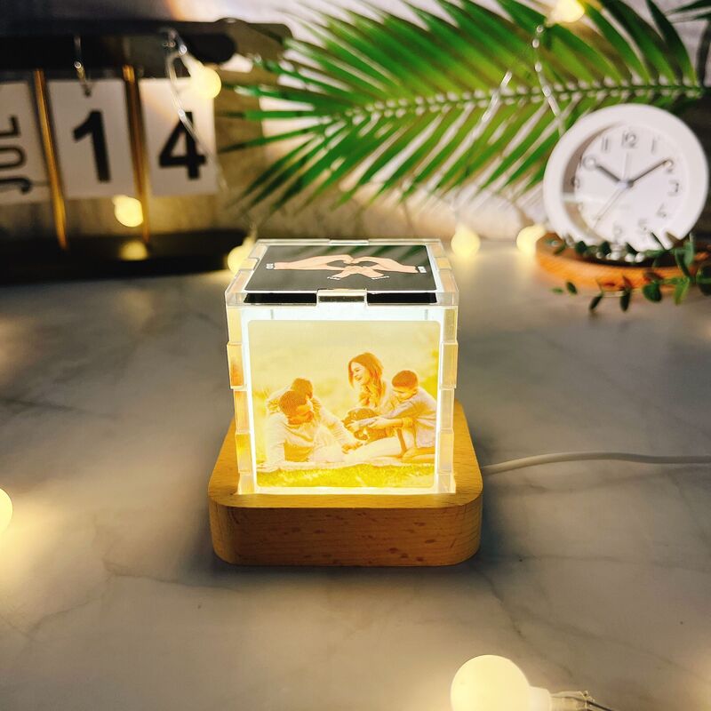 Personalisierte Foto-Acryl Magic Cube Light mit individuellem Namen Bestes Geschenk für Vater