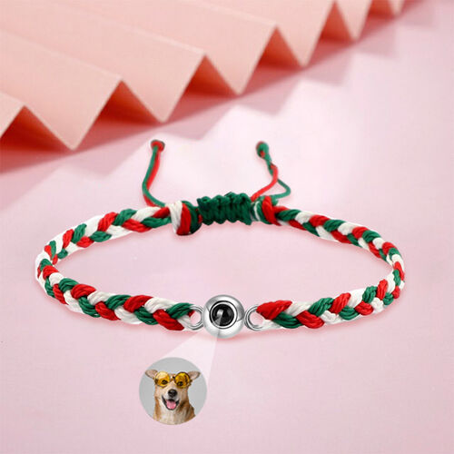 Personalized Projection Bracelet Tricolor Mixed Braided Cord Round  Christmas Gift