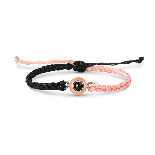 Personalized Black and Pink Color Block  Picture Projection Bracelet for Women and Men Gift