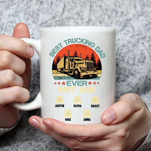 Custom Name Mug with Truck Pattern Classic Gift for Great Dad