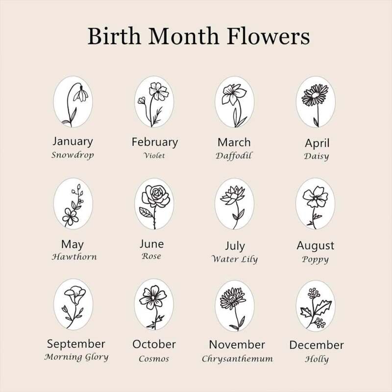 Custom Birth Month Flower Square Shell Ring