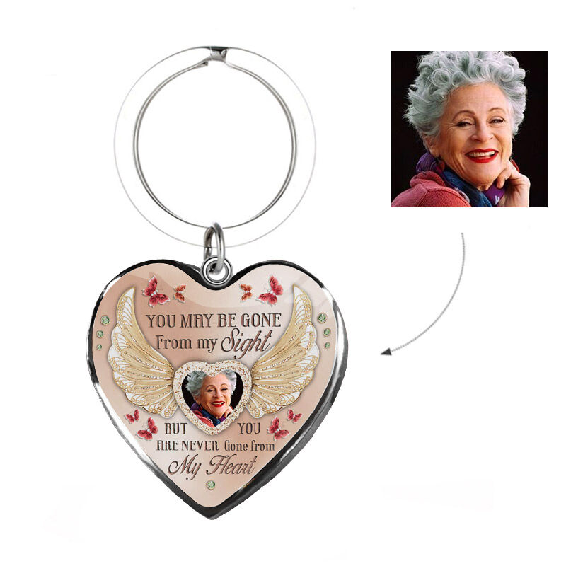Personalized You Are Never Gone From My Heart Memorial Photo Keychain