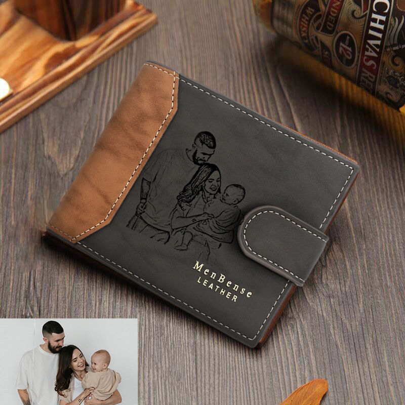 Personalized Leather Men's Wallet Custom Photo For Dad