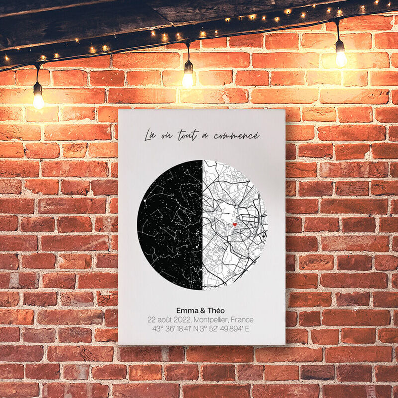 Personalized Star Map Canvas Wall Art Creative Present for Couples