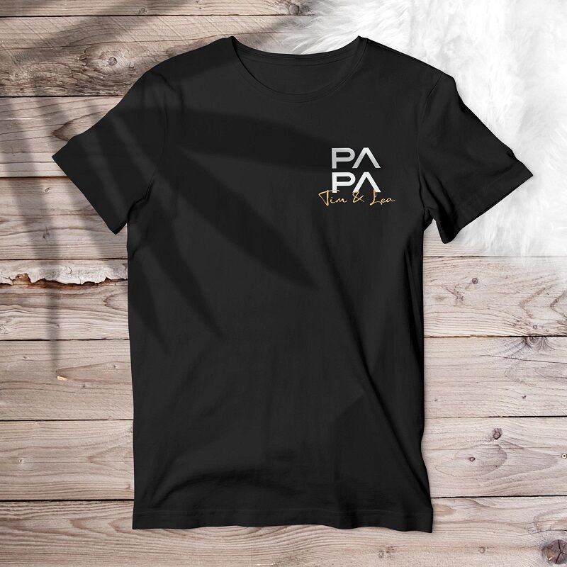 Personalisierte T-Shirt Papa mit benutzerdefinierten Namen einfaches Design perfektes Geschenk zum Vatertag