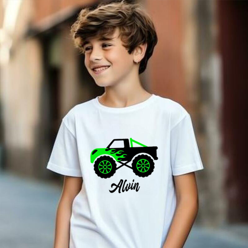 Personalized Children T-Shirt With Customized Name And Car Pattern Warmth Gifts For Kids