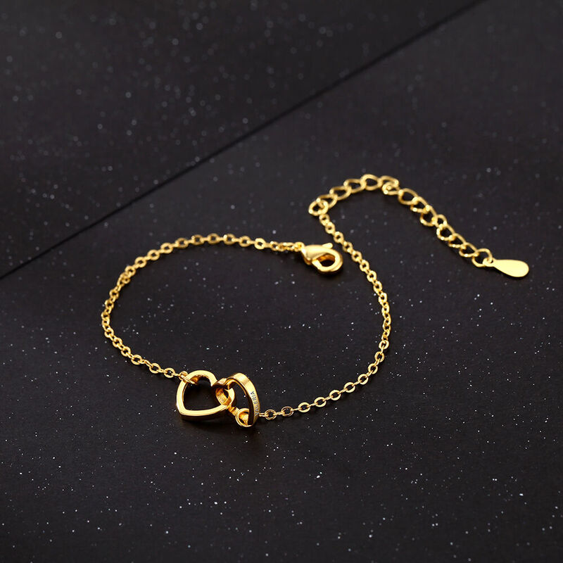 Gepersonaliseerde dubbele hartvormige gegraveerde armband Mooi cadeau voor je geliefde
