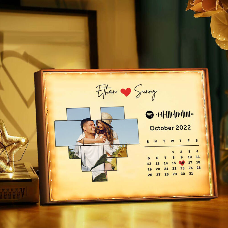 Personalized Picture Mirror Lamp with Custom Spotify Code Creative Gift for Couples