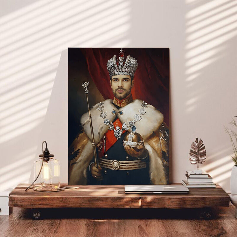 Personalized King Portraits with Custom Face Swap Elegant Gift for Family