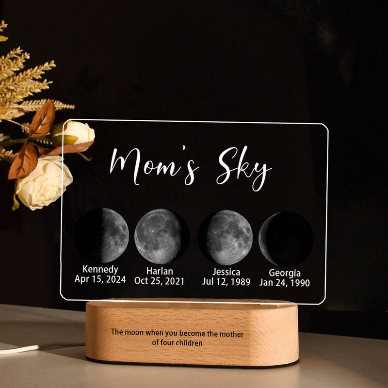 Personalized Moon Phase Picture Night Light Simple Present for Mom