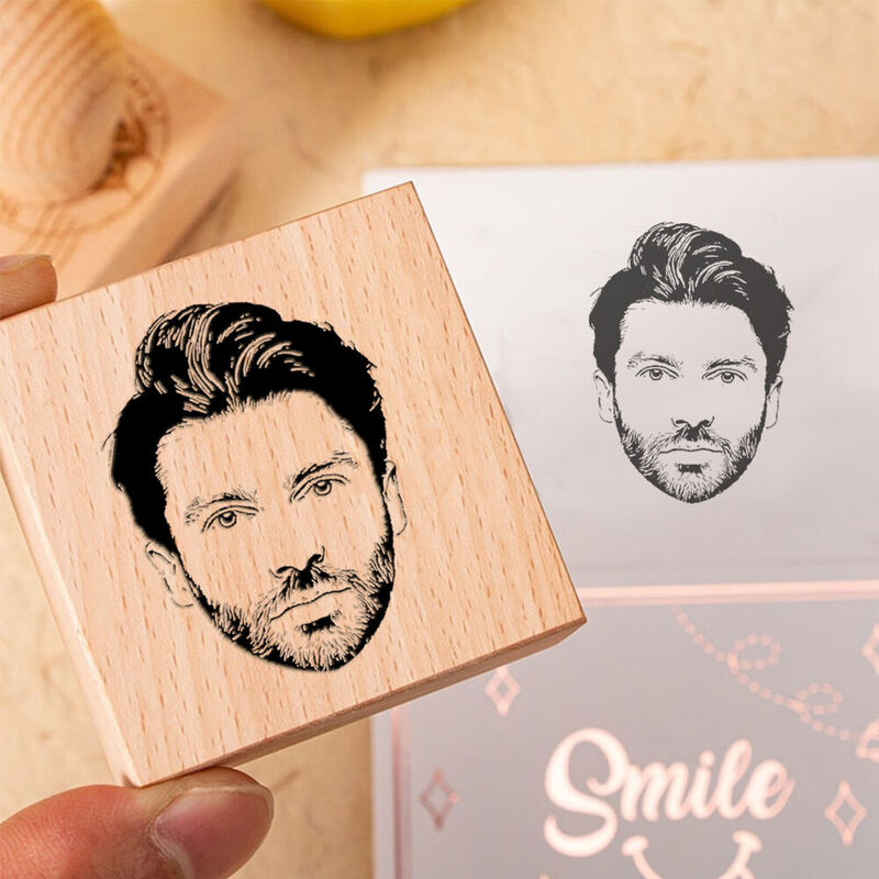 Personalized Wooden Stamp Custom Portrait Upload Face Photo Special Gift for Friends