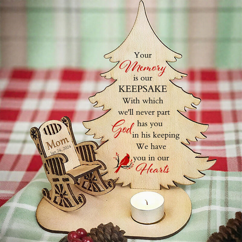 Custom Candle Holder Christmas Tree Chair Set Memorial Desktop Deco for Christmas