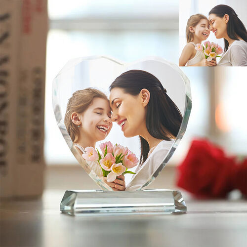 Cadre photo personnalisé en cristal Imprimé en forme de coeur avec votre photo